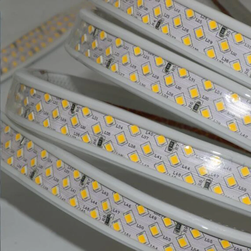 #cheap High Bright Double Row SMD 2835 LED Strip White AC 220V 276led M IP66 Waterproof 240V 230V double line led strip 180led 2835