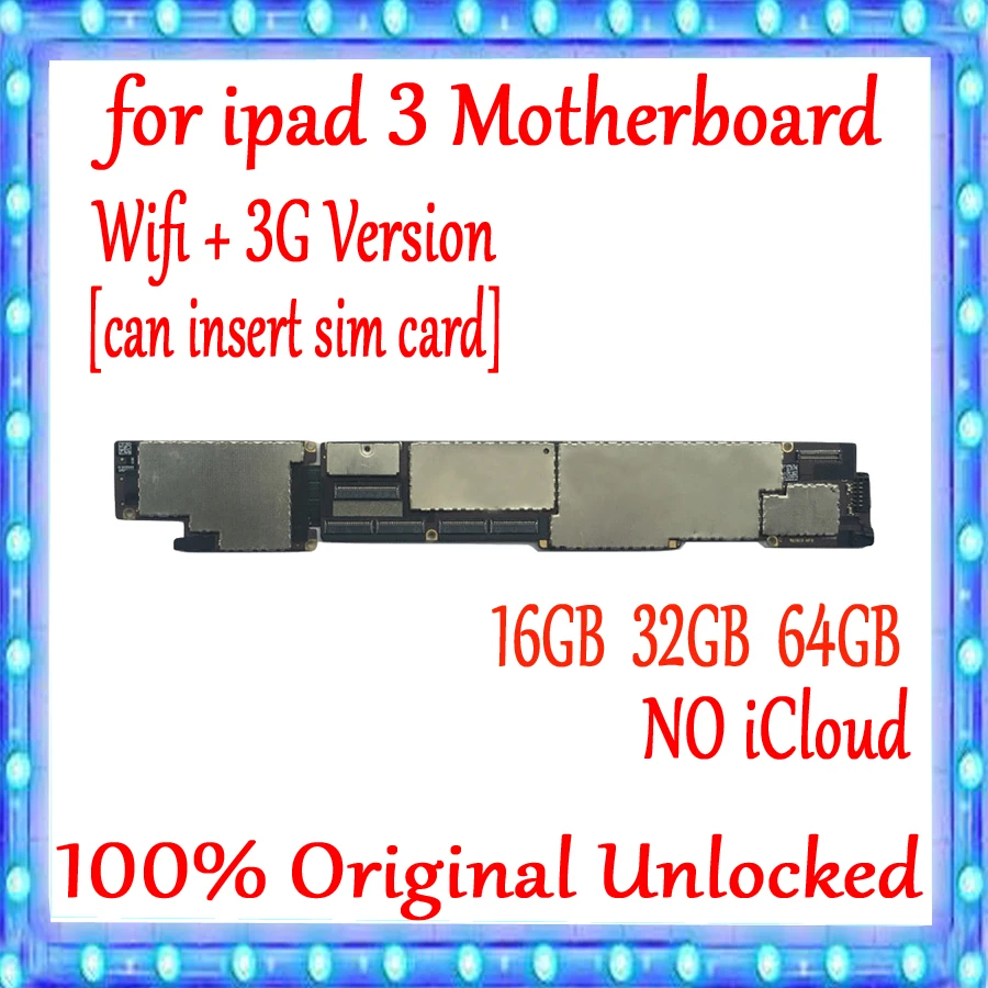 Версия Wi Fi + Материнская плата 3G для ipad 3 материнская с полными чипами