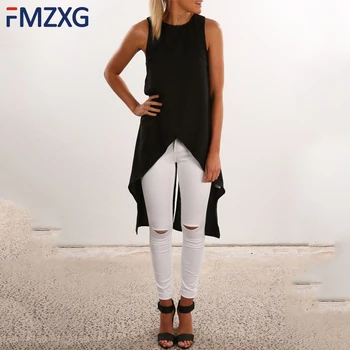 

New Summer O Neck Cotton Chiffon Shirt Sexy Open Back Sleeveless Long blouse Shirt Bottoming Women's Fashion Long Top 5 Colors