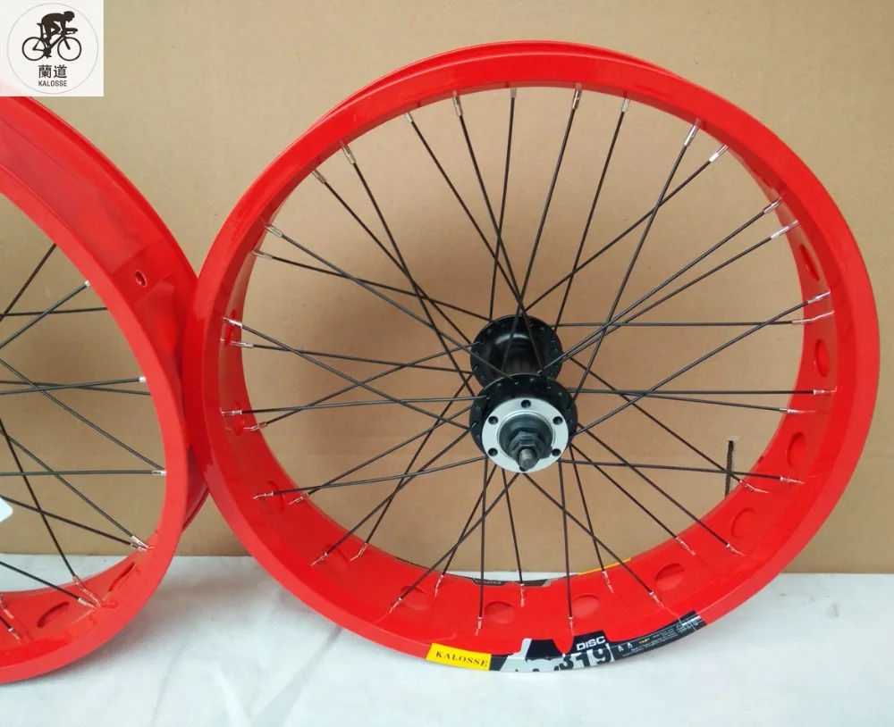 26/" Rear /& Front Fat Bike Wheels 80mm wide 7 speed 36 spokes Disc Brake Red