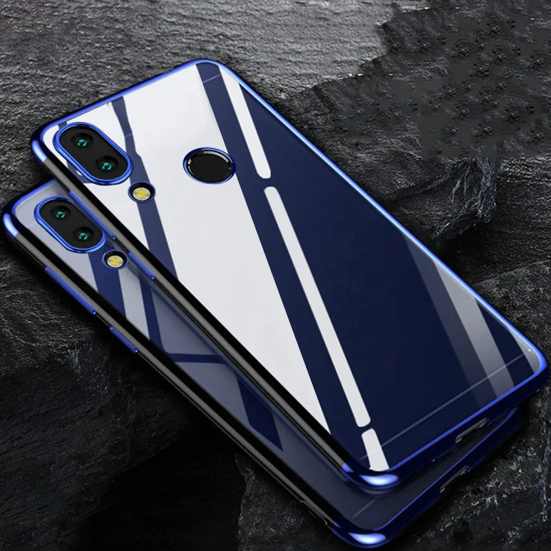 

for Huawei P Smart 2019 Case Luxury Transparent Bumper TPU Silicone Shockproof Plating Cover on for Huawei P Smart 2019 funda