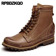 Желтый мех зимняя дизайнер обувь мужчины высокого качества Первый слой кожи плоские армейские ботинки боевые на открытом воздухе военные коричневый молния ботильоны тактические мужская мода короткие высокие сверху