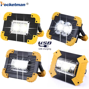 

100W powerful 3800lm LED Work Light, Rechargeable Portable Waterproof LED Portable Spotlight for Outdoor Camping Hiking by 18650