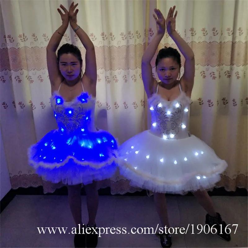 Светодиодное светящееся женское балетное платье светильник ящиеся костюмы для