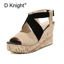 Новые модные женские сандалии с пряжками на танкетке с цветовыми блоками женские сандалии с острым носком на высоком каблуке большие размеры 34-43