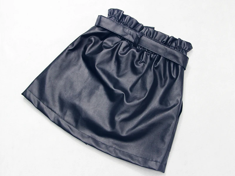

Toddler Infant Child Kids Girl PU Skirt Princess Leather Mini Skirt Fashion Sashes Outfits Clothes High Waist Girls Skirt