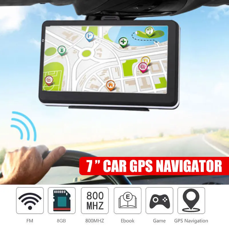 

Vehemo ABS 7 Inch GPS Navigation Car GPS Navigator System Direct Access HD GPS Navigator Lifetime Turn-By-Turn Universal