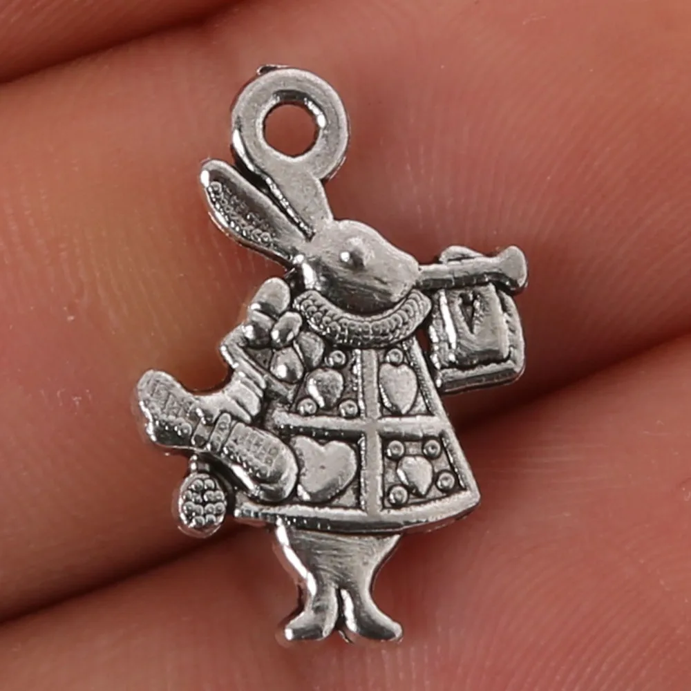8pcs 21x15mm Antique Silver Plated Animals Charms Rabbit Charms Pendant