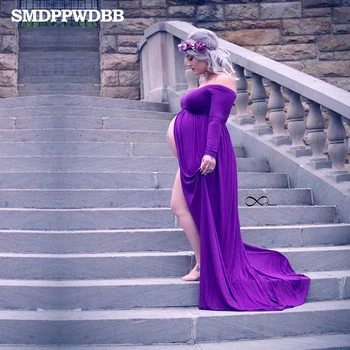 

SMDPPWDBB Maternity Dress Off Shoulders Long Sleeves Maternity Photo Prop Dress Mermaid Maternity Gown Long Sleeves Baby Shower
