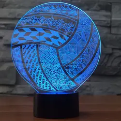 3D стильный Волейбол ночник светодиодный сенсорный Бал моделирование Настольный светильник 7 цветов Изменение USB светильник подарки для