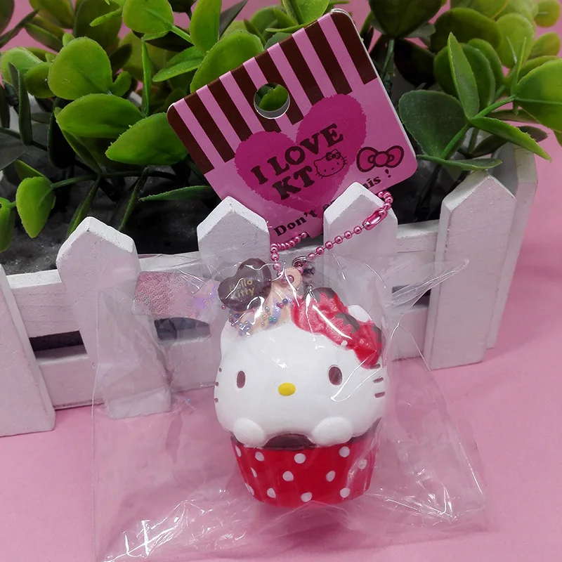 5pcs/lot original package rare hello kitty squishy Dot Cupcake cell phone Charm Strap wholesale ...