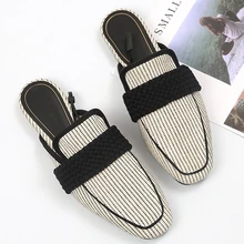 Ladies Mules Shoes Women Slippers Summer Soft Breathable Cloth Gingham Flat Slippers Women Shoes Outdoor Slides zapatos de mujer rhinestone slippers women colorful crystal studded flat beach shoes women outdoor cozy mules summer sandals zapatos mujer