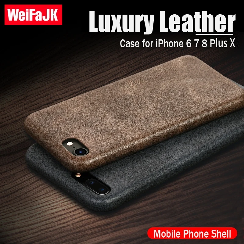 

WeiFaJK Luxury Phone Case for iPhone 6 7 8 Plus Leather Microfiber Cloth Lining Cushion Back Cover Case for iPhone X 8 7 6s Case