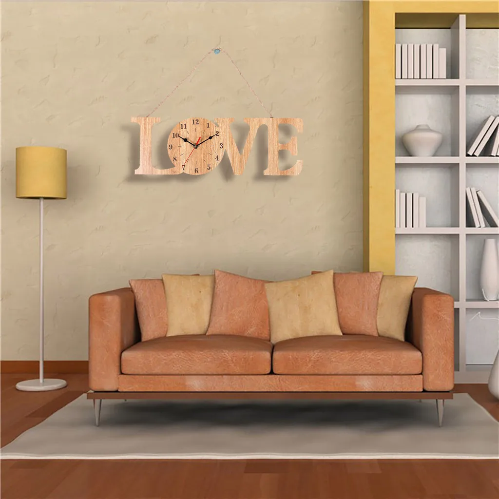 Любовь Форма 3D DIY домашний Декор Спальня Съемная Гостиная Искусство аксессуары настенные часы дровяная доска наклейки настенные часы