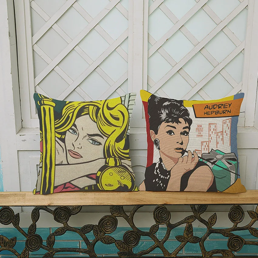 Pop Classic Cartoon Chapin Джеймс Дин. Подушка в стиле Хепберн Монро 45 х45 см|pillow 45x45cm|cushion
