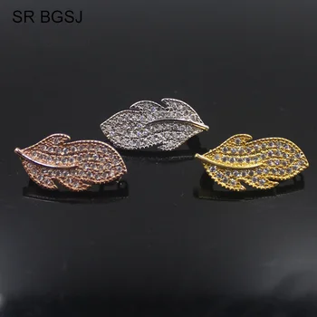 

Free shipping 11x23mm Micro Pave Cubic Zircon Leaf Drop Contact Clasp Jewelry Making Findings Clasp