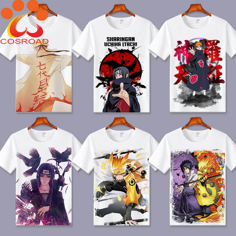 Cosroad Наруто футболка Косплей Uzumaki Naruto Sasuke Itachi Uchiha костюмы для мужчин и женщин топы