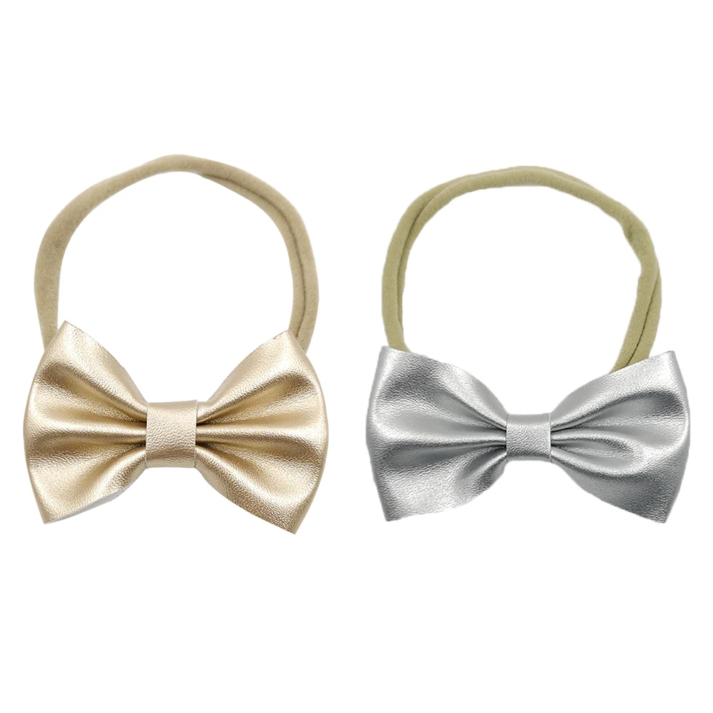 

20pcs/lot Candy Leather Bows Nylon Headband Baby Girls Clothes Dress Decor Photography Props Hair Accessory Kidocheese