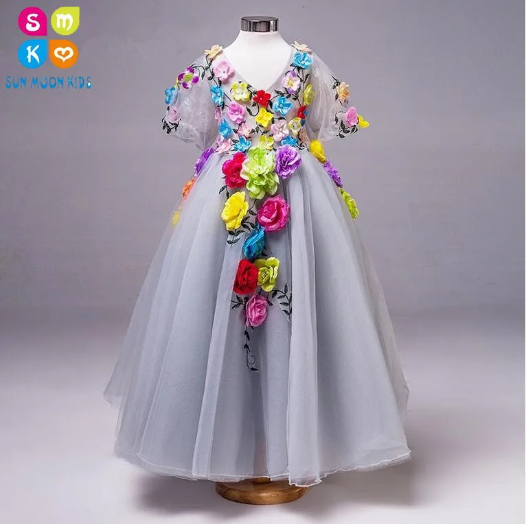 

Flower Fairy Flower Girls Dresses For Weddings Appliques Baby Party Gown Children Long Performance Dress Pageant Prom Dress