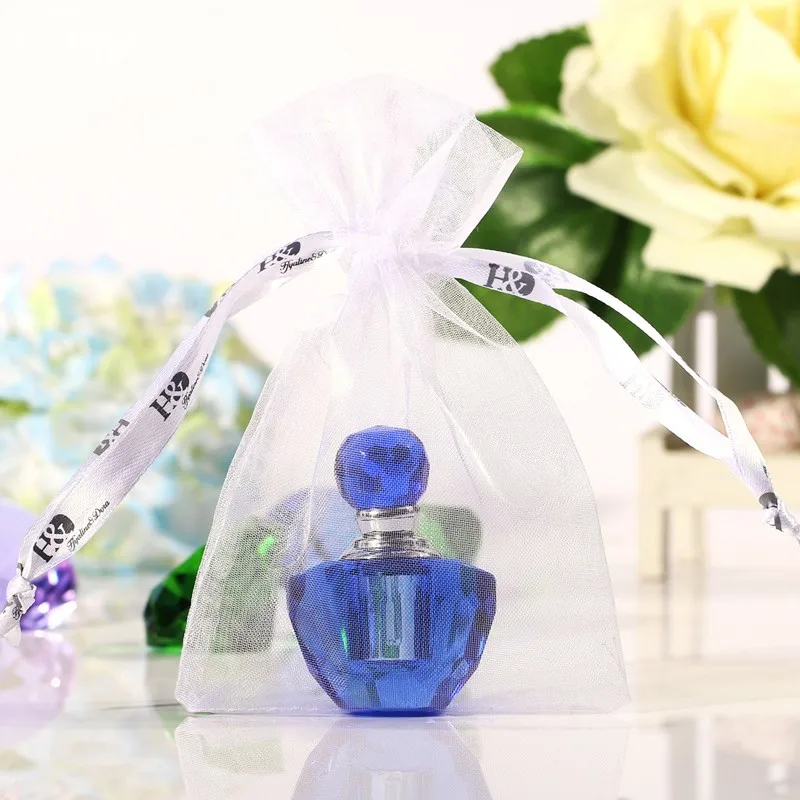 2PClot Vintage Mini Crystal Glass Blue and Green 2MLTravel Perfume Bottle Empty Sample Bottle Refillable Container Wedding Gift