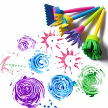 4 шт./компл. Креативный цветочный трафарет Губка кисти комплект, принадлежности для живописи для Детские Картины Сделай Сам инструменты рисования игрушки