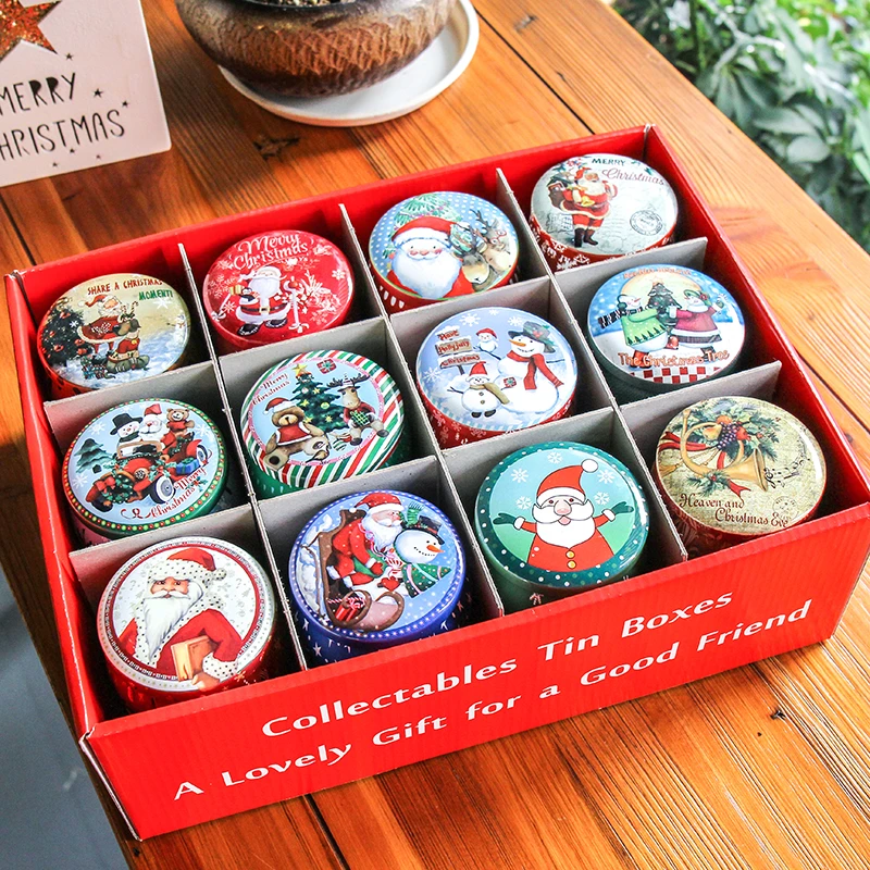 New Arrival Christmas Style Round Big Tin Box Tin Gift Case Package Cookie Box Chocolate Case Candy Box In Display Box Gift Bags Wrapping Supplies Aliexpress