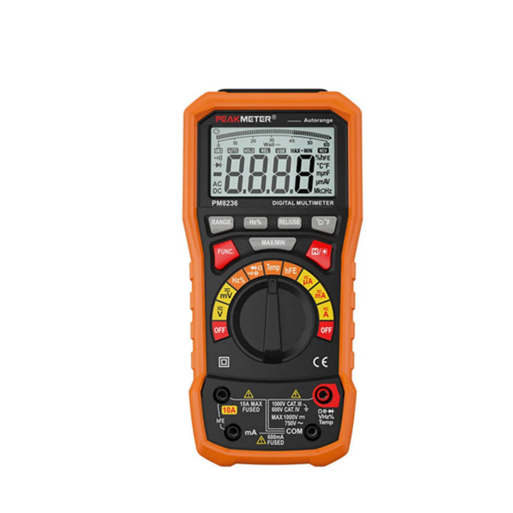 

PEAKMETER PM8236 Digital Multimeter T-RMS / USB 1000V 10A 60M 100mF 10MHz Duty Cycle Temperature Voltmeter Nultimetro