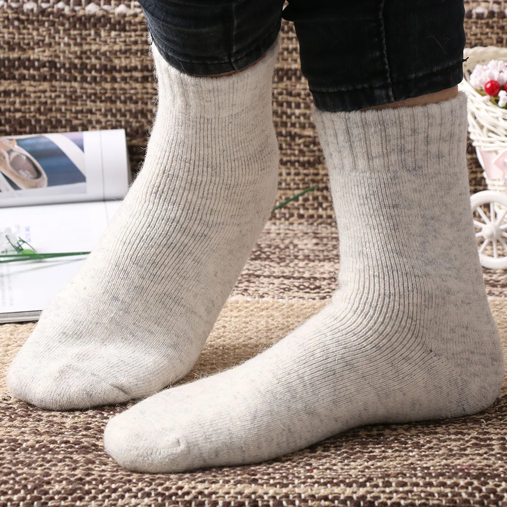 2017 Winter Rabbit Wool Thickening Warm Socks Women Pure Solid Color