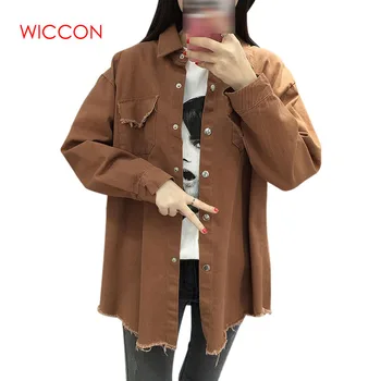 

2020 Spring Autumn New Long Lapel Tassel Denim Jackets Women Loose Casual Long Sleeve Female'S Thin Basic Jacket Coats
