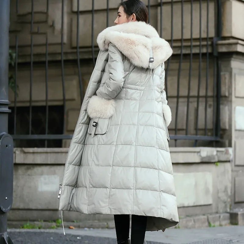 

Autumn Winter Coat Women Clothes 2019 Real Genuine Leather Jacket Fox Fur Collar Sheepskin Dwon Coat Korean Vintage Women Tops