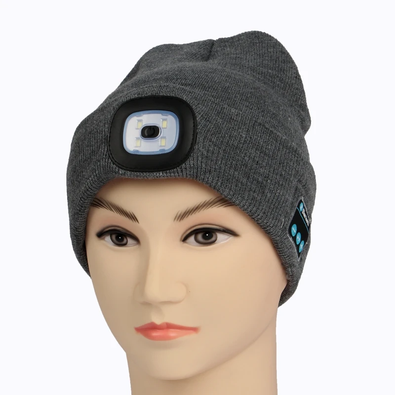 Моющийся Bluetooth 4 светодиодный музыкальное бини-шапка для наушников с заряжаемая через интерфейс USB Колонка унисекс для женщин и мужчин Беспроводная умная шапка