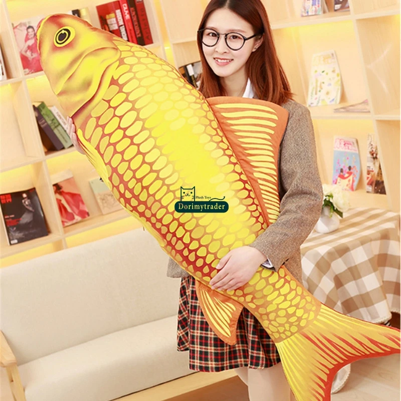 Dorimytrader 135cm Large Simulated Animal Koi Fish Plush Toy Stuffed Soft Fishes Animals Pillow  Doll 53inches Gift Home Decoration DY61692 (6)
