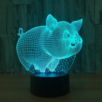 

Lovely Pig Night Light 3D lamp Remote Touch Swithc 7 Colore change USB Table Desk Lamp Baby Sleeping nightlight For Kid Gift