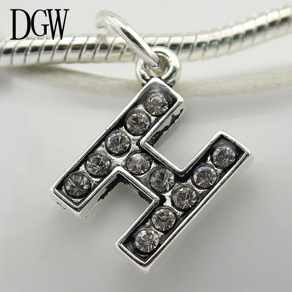 

DGW Letter pendant Fit Pandora Charm Bracelet & Necklace Authentic European Clear CZ Dangle Letter A pcdm flwz