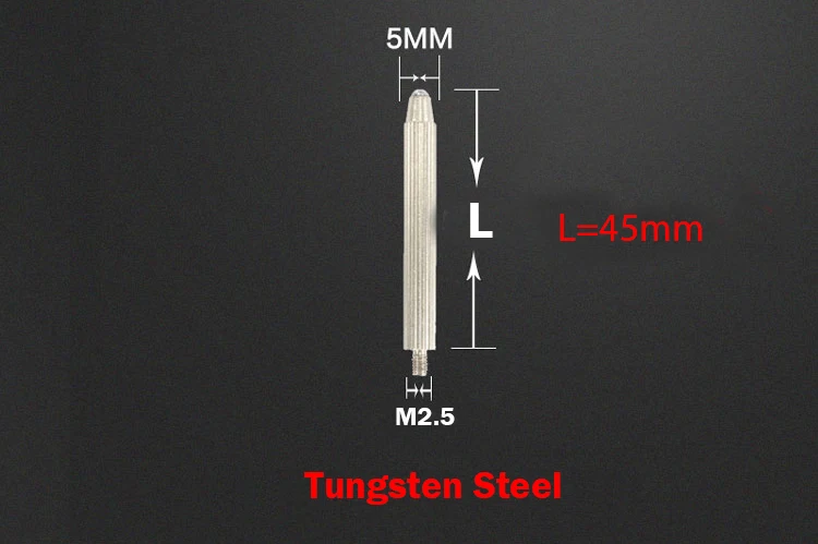5 мм диаметр 40 мм 45 мм длина M2.5 резьба рубиновый вольфрамовый стальной Калибр микрометр удлиненный соединитель штанга удлинитель циферблат Индикатор зонд - Цвет: Серебристый