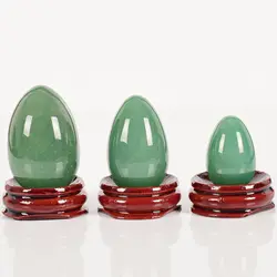 Натуральный Зеленый Авантюрин Jade яйцо для тренировки вагины неразбуренные с подставкой камень массаж для Кегеля Тренировка мышц Viginal