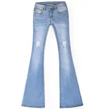 Размера плюс 24-31! Модные голубые женские джинсы с дырками, женские джинсы с низкой талией, Стрейчевые узкие джинсы-клеш