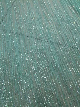 

Hot selling Yaking-102 glued glitter sequins lace fabric African French net tulle Lace Fabric for party