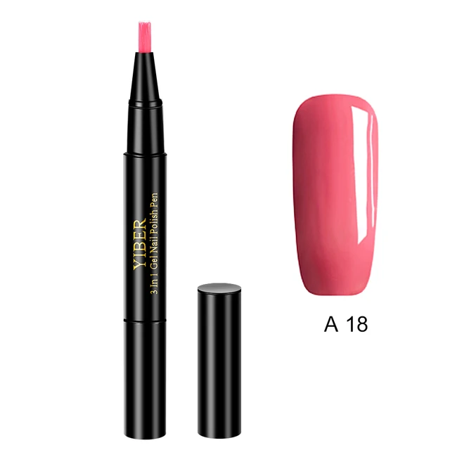 YIBER Nail Polish Pen 3 in 1 Gel Nail Art Polish Pen Fast Dry One Step