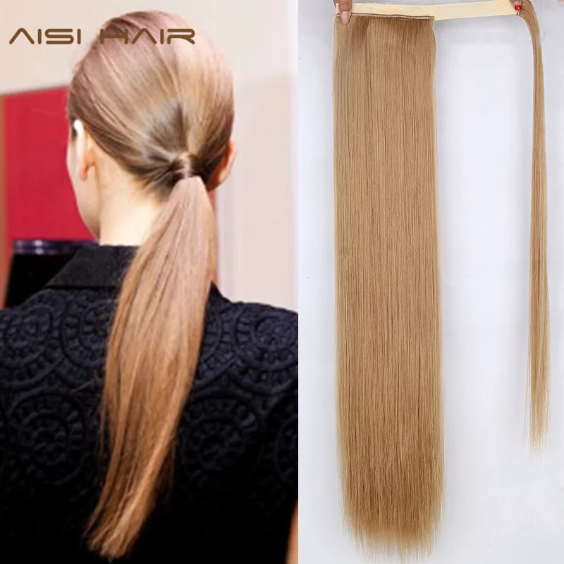 AISI HAIR Synthetic Fake Hair Wraparound Ponytail Extensions 16 Colors Available High Temperature Fiber for Women
