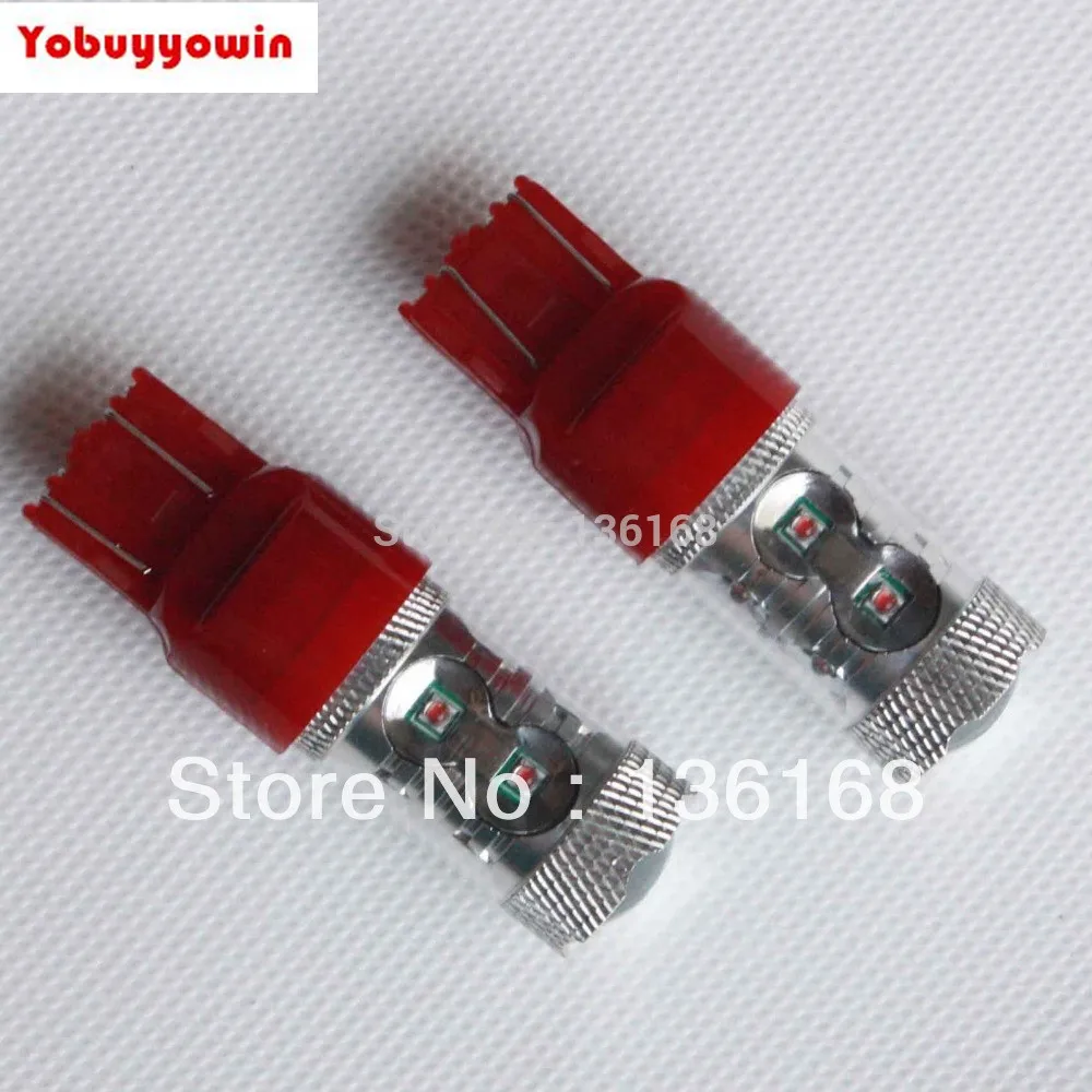 

Free Shipping 2x50w Canbus 7443 W21/5W RED cree Chips Led auto light brake light stop light auto brake lamp
