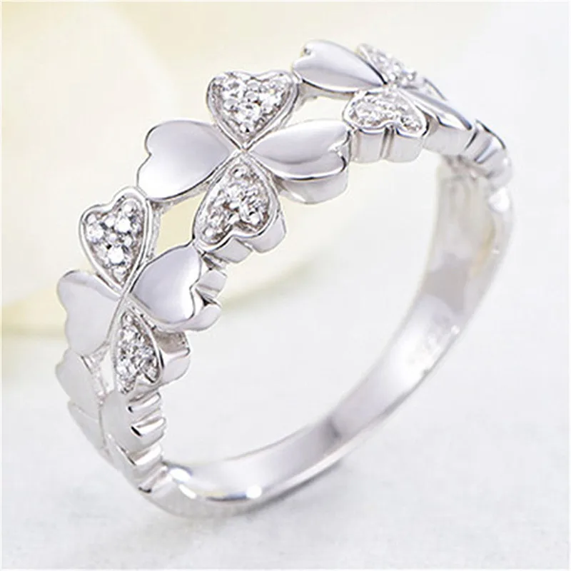 sterling silver clover ring