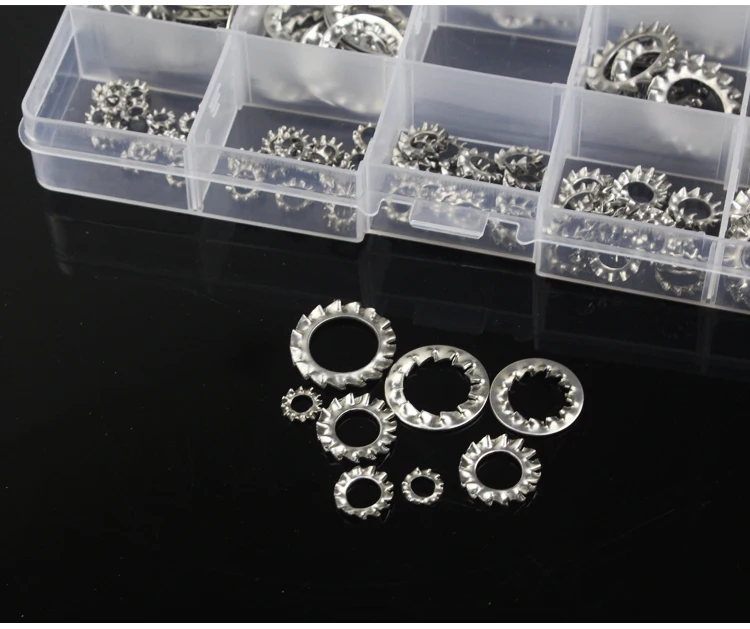 

304 stainless steel inner and outer multi-tooth washers non-slip lock gasket set M3M4M5M6M8M10M12