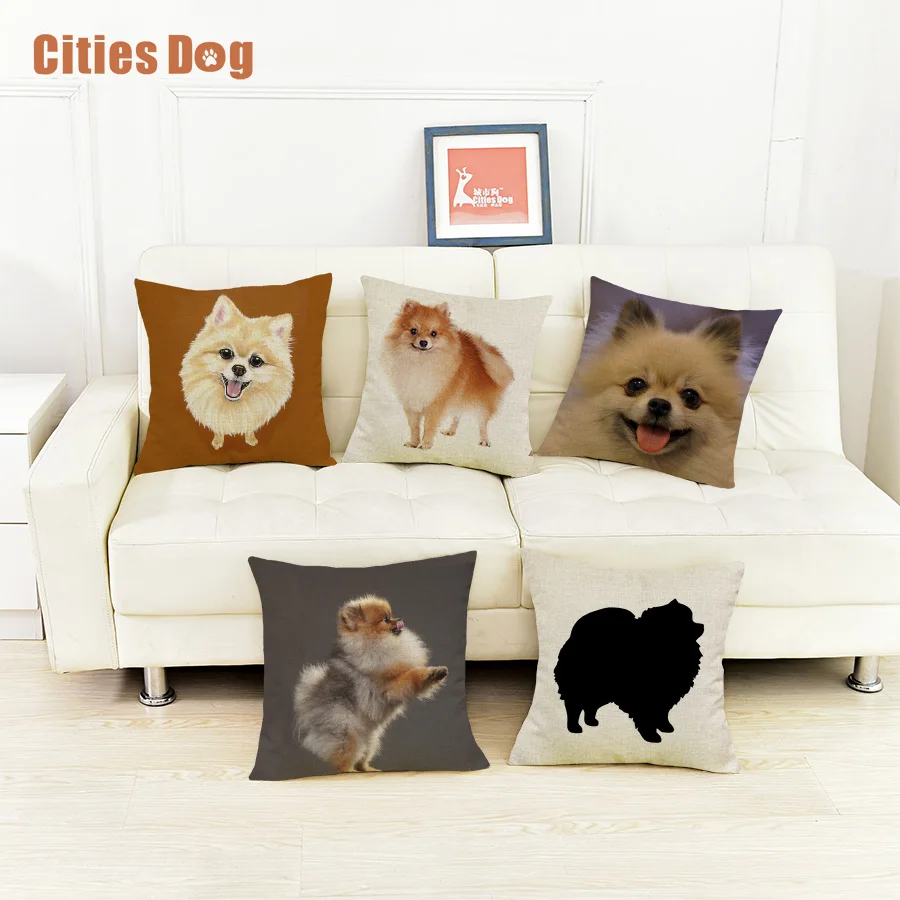 

dog pillow cushion cover Animal Toy Group Pomeranian High pattern decorative pillows covers Will not fade sofa almofada cojines