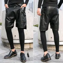 Новинка года мужская одежда мода DJ bigbang DS стилист хип-хоп Поддельные 2 предмета из PU искусственной кожи для досуга шаровары Кожа Штаны певица костюмы