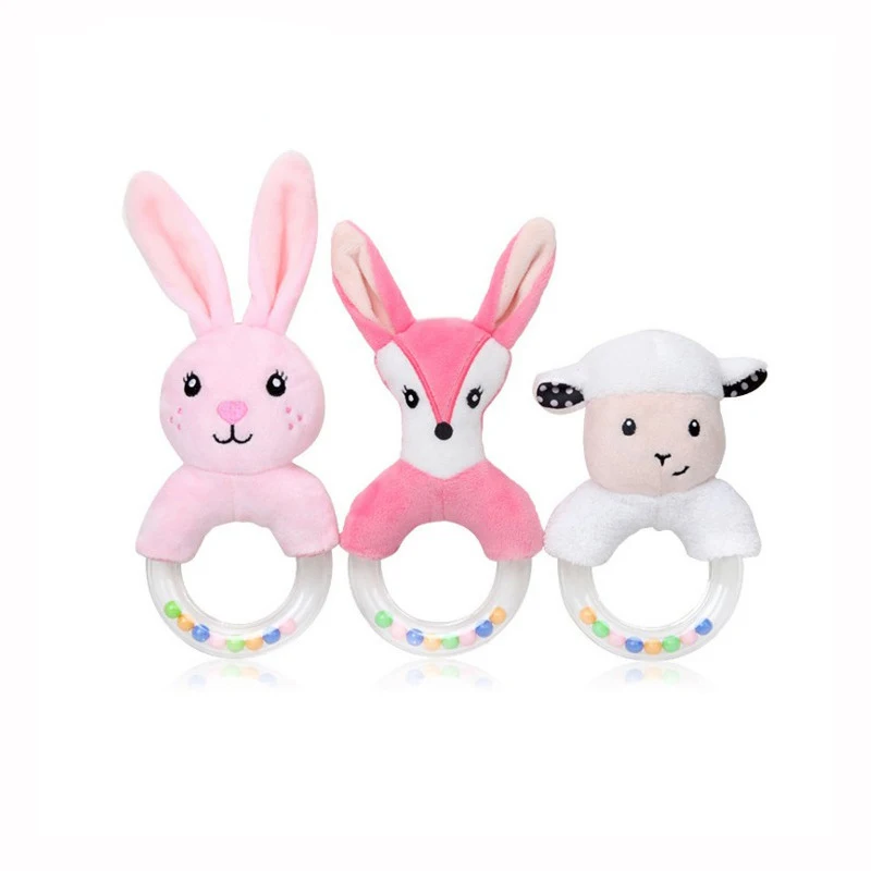 

Baby Cartoon Rabbit Dear Plush Rattle Ring Bell Newborn Hand Grasp Toys Soft Mobile Infant Crib Dolls toys for toddlers