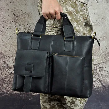 

Men Bag Crazy Horse Cowhide Shoulder for Men Totes Bag Crossbody Bags High Quality Laptop Briefcases Handbags Leather Bag