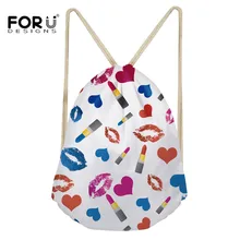 FORUDESIGNS, женский рюкзак на шнурке, сексуальный красный макияж губ, модный легкий органайзер для женщин, девочек, спортивная сумка для спортзала