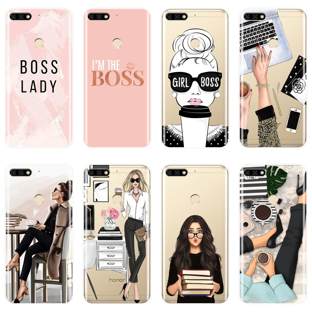 

For Huawei Honor 7 8 9 10 Lite 7S 7X 7A 7C Pro Case Silicone Girl Boss Soft Back Cover For Huawei Honor 10 9 8 8X MAX Phone Case