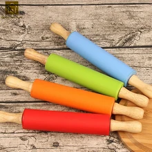 Силиконовая скалка для выпечки теста, ручка для кухонного торта, тисненая деревянная Скалки, Rodillos Texturizar, булавка для приготовления пищи LKG066